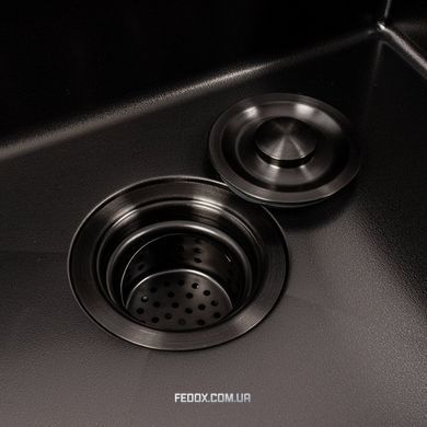 Кухонная мойка из нержавеющей стали VALESO Handmade VOLCANIC, 500х500 мм, черная PVD, сталь 3,0/1,0 мм