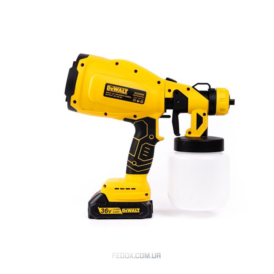 DeWalt Cordless Spray Gun (DCE550N) 36V. DeWalt Spray Gun (+2 Batteries) and Adjustable for Painting