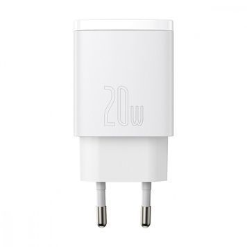 МЗП Baseus Compact Quick Charger 20W QC+ PD (1Type-C + 1USB) белый