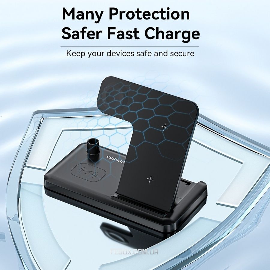 Бездротовий зарядний пристрій Essager Jiecheng 4 in 1 15W Black (EWXZM-JC01-Z)
