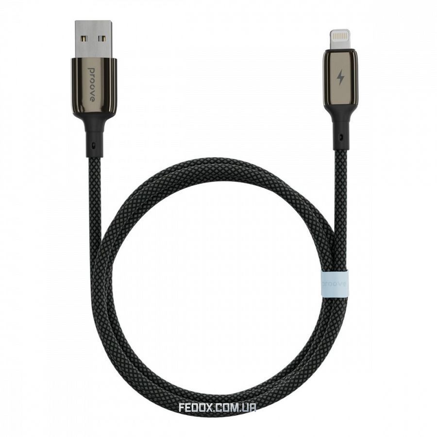 Кабель Proove Dense Metal Lightning 2.4A (1m) black
