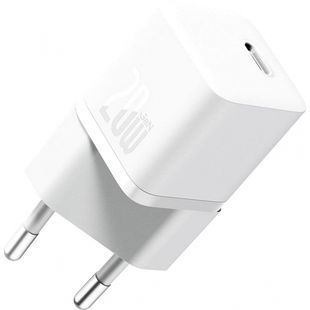 МЗП Baseus GaN5 Mini Fast Charger Type-C 20W (With Clable Type-C to Type-C 100W 1m) white