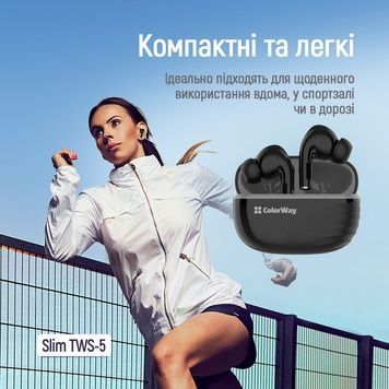 Bluetooth-гарнітура ColorWay Slim TWS-5 Earbuds Black (CW-TWS5BK)