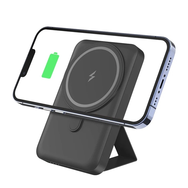 Магнітний бездротовий акумулятор 2 в 1 для Magsafe Mini Ultra Slim Black 10000 mAh For iPhone 13,12 Series