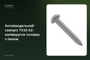Антивандальний саморіз TX10 A2: напівкругла головка з пином