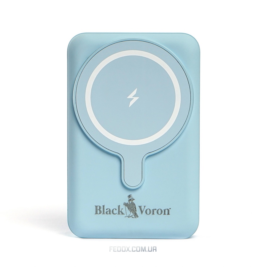 Магнітний бездротовий акумулятор Black Voron 2 в 1 для Magsafe Mini Ultra Slim Blue 10000 mAh Швидка зарядка 22.5W