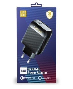 Мережевий зарядний пристрій Luxe Cube Dynamic 18W (1USBx3A) Black (4446689880896)