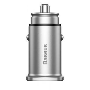 АЗП Baseus Square Metal QC 3.0 30W 2USB серебристый