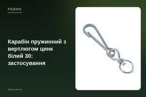 Карабін пружинний з вертлюгом цинк білий 30: застосування