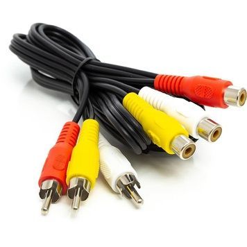 Кабель PowerPlant (CA912049) 3xRCA(M)-3xRCA(F), 1м Black