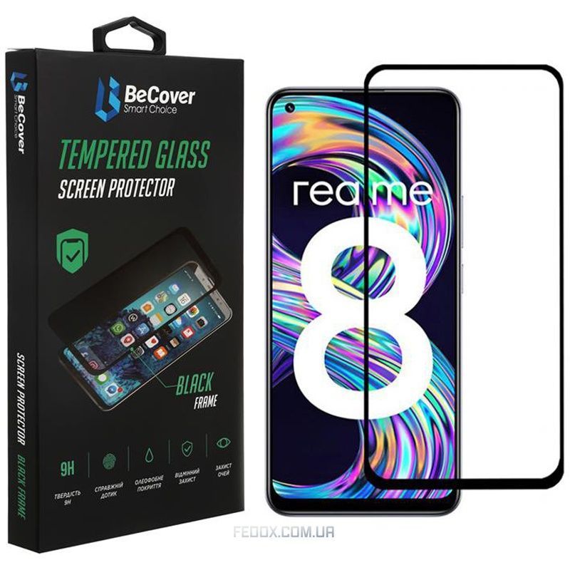 Защитное стекло BeCover для Realme 8 Black (706657)