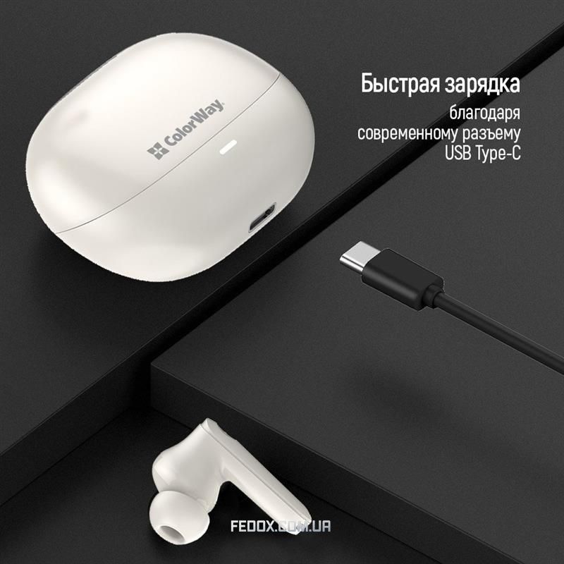 Bluetooth-гарнітура ColorWay Slim TWS-1 Earbuds Long Life Beige (CW-TWS1BE)