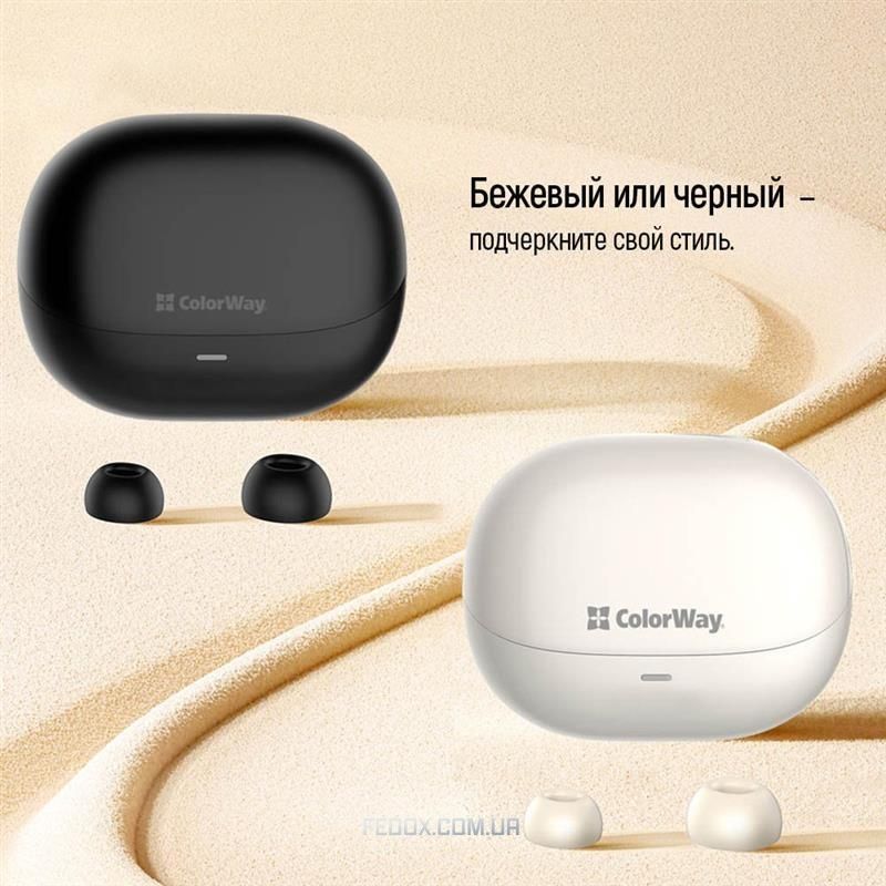 Bluetooth-гарнітура ColorWay Slim TWS-1 Earbuds Long Life Beige (CW-TWS1BE)