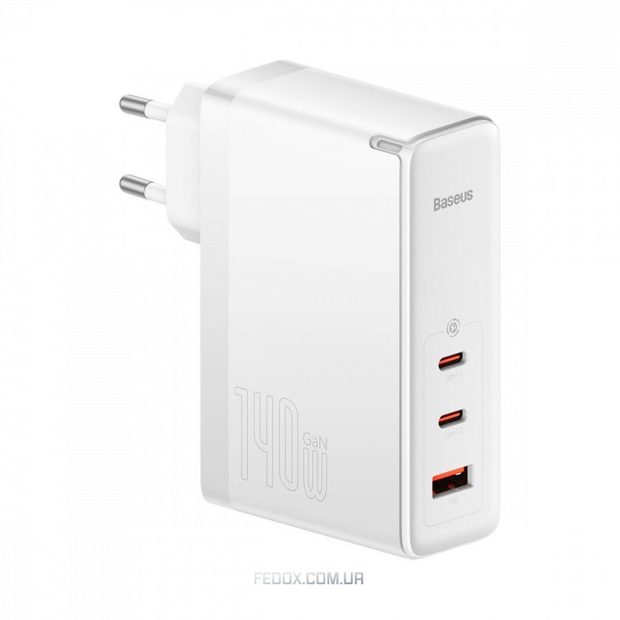 МЗП Baseus GaN5 Pro 140W (2 x Type-C + USB) + Кабель Type-C + Type-C)