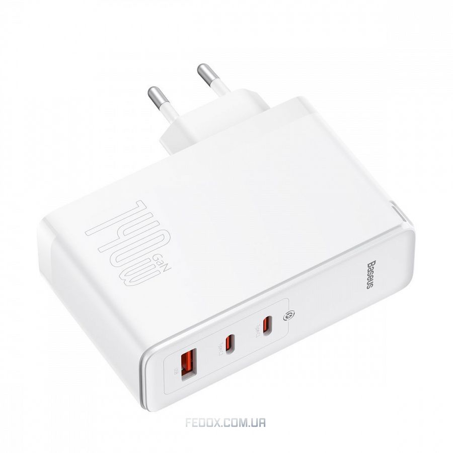 МЗП Baseus GaN5 Pro 140W (2 x Type-C + USB) + Кабель Type-C + Type-C)