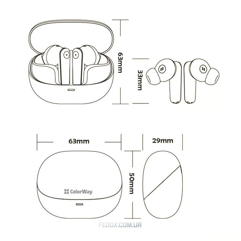 Bluetooth-гарнітура ColorWay Slim TWS-1 Earbuds Long Life Black (CW-TWS1BK1)