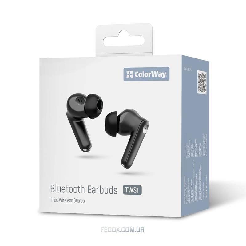 Bluetooth-гарнітура ColorWay Slim TWS-1 Earbuds Long Life Black (CW-TWS1BK1)