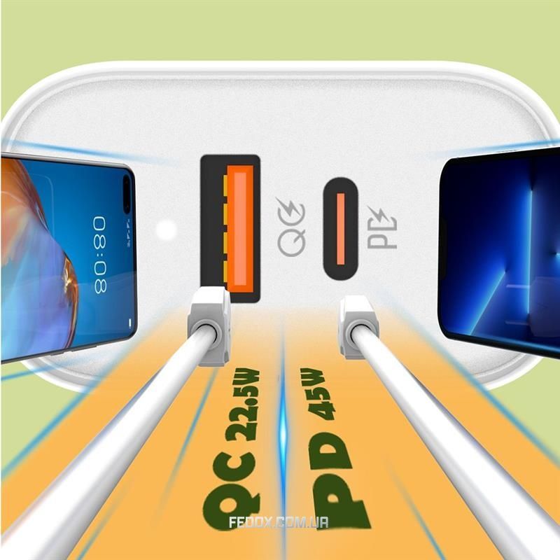 Мережевий зарядний пристрій ColorWay Power Delivery Port PPS USB (Type-C PD + USB QC3.0) (45W) White (CW-CHS042PD-WT)