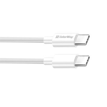 Кабель ColorWay USB Type-C - USB Type-C (M/M), PD Fast Charging 65W, 3.0 А, 2 м, White (CW-CBPDCC056-WT)